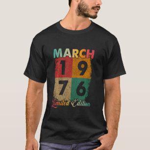 T-shirt 45e anniversaire pour lui 1976 mars Vintage 45 ans