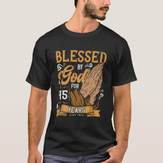 T-shirt 45E Anniversaire Thème Religieux Béni Par Dieu Pou