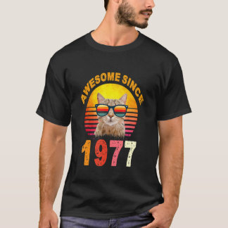 T-shirt 45e anniversaire Vintage Chat stupéfiant depuis 19