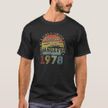T-shirt 45Th Birthday Gift Awesome Since January 1978 45 Y<br><div class="desc">Perfect Gift Idea for Men, Women- Vintage January 1978 Birthday Outfit. Funny present for parents turning 45, grandma, grandpa, cousin, girlfriend, sister, brother, husband, wife, dad, mom, uncle , aunt on 45 year old happy birthday party. Perfect Gift Idea for Men, Women- Vintage January 1978 Birthday Outfit. Funny present for...</div>