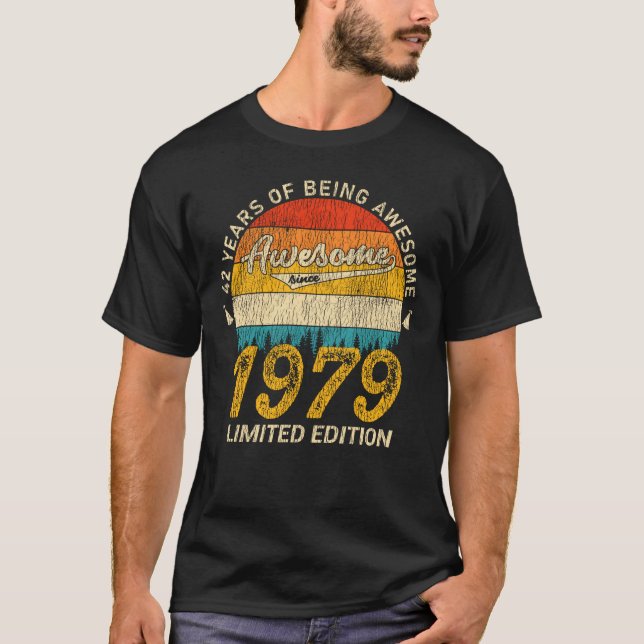 T-shirt 46 Ans 1979 Retro Awesome 46e anniversaire Cadeau (Devant)