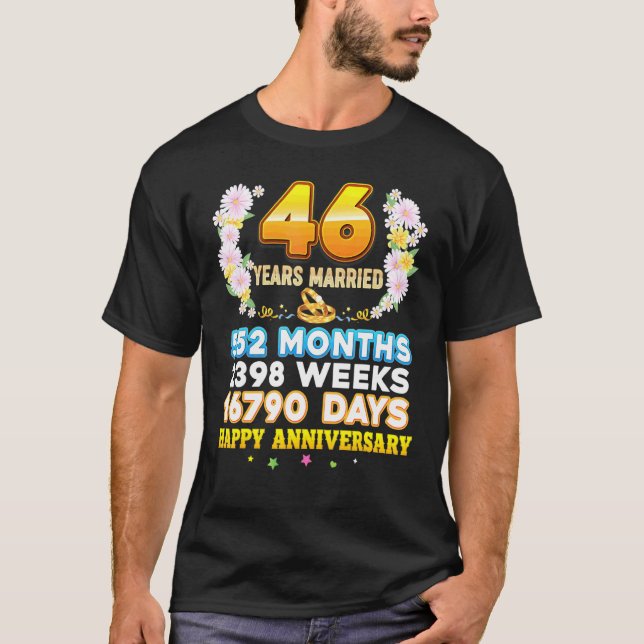T-shirt 46 ans marié heureux 46e anniversaire de Mariage C (Devant)