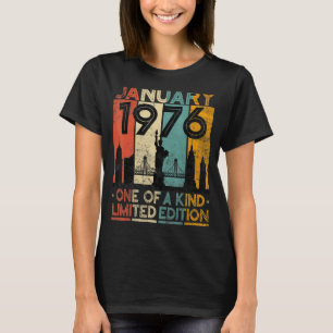 T-shirt 47 Ans Vintage Janvier 1976 Anniversaire Hommes Fe