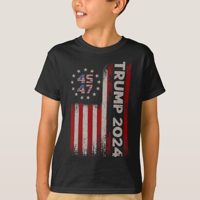 T-shirt 47 Élection du drapeau américain Donald Trump 2024 (Devant)