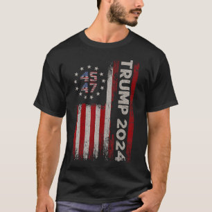 T-shirt 47 Trump 2024 Drapeau américain (sur le dos) 1