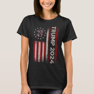 T-shirt 47 Trump 2024 Drapeau américain (sur le dos) 1