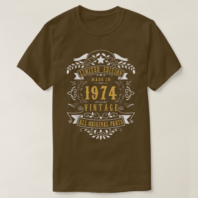 T-shirt 48 Ans 48e Anniversaire Fabriqué en 1974 Hommes W (Design devant)