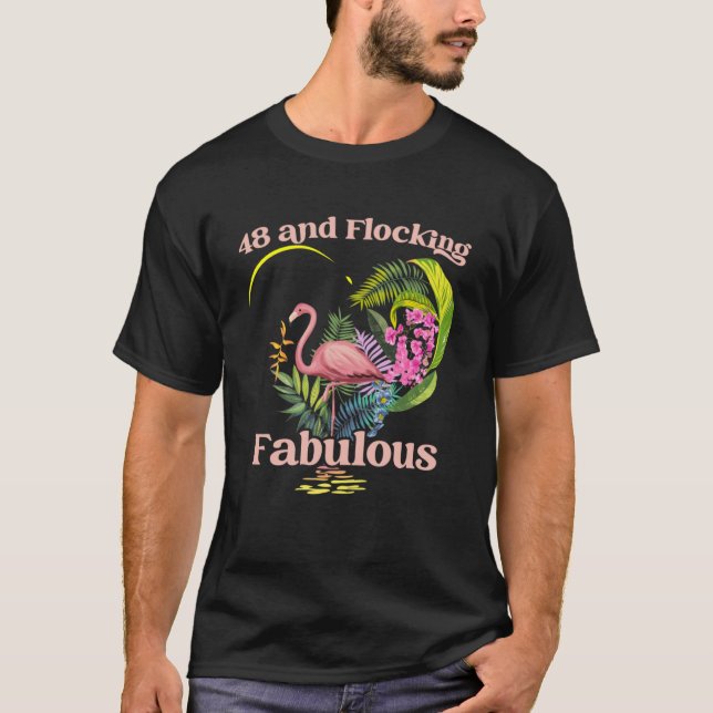 T-shirt 48 ans et flocage Fabuleux Flamant rose naissance (Devant)