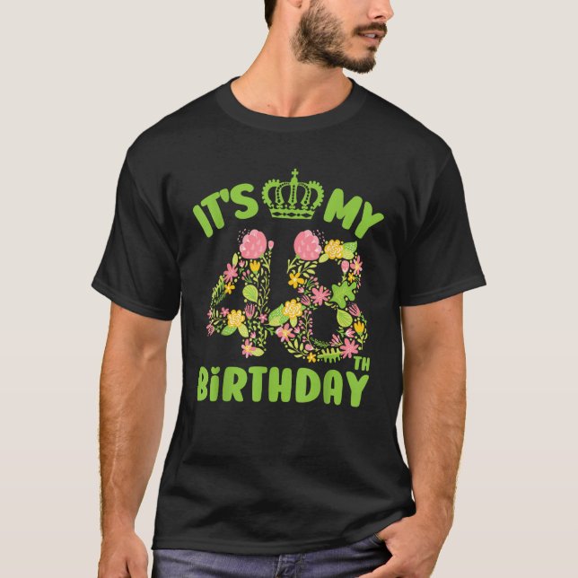 T-shirt 48 Ans Femmes Flower Son 48e Birt (Devant)