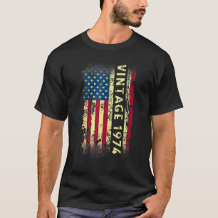 T-shirt 48 ans Vintage 1974 Drapeau américain 48e Birt