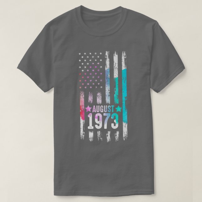 T-shirt 49 ans, 1973 drapeau américain 49e anniversaire  (Design devant)
