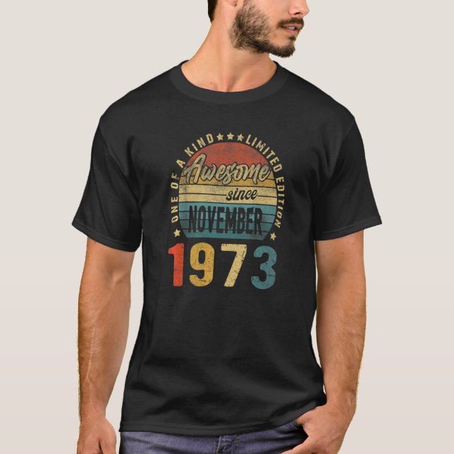 T-shirt 49 ans Awesome novembre 1973 49e anniversaire M (Devant)