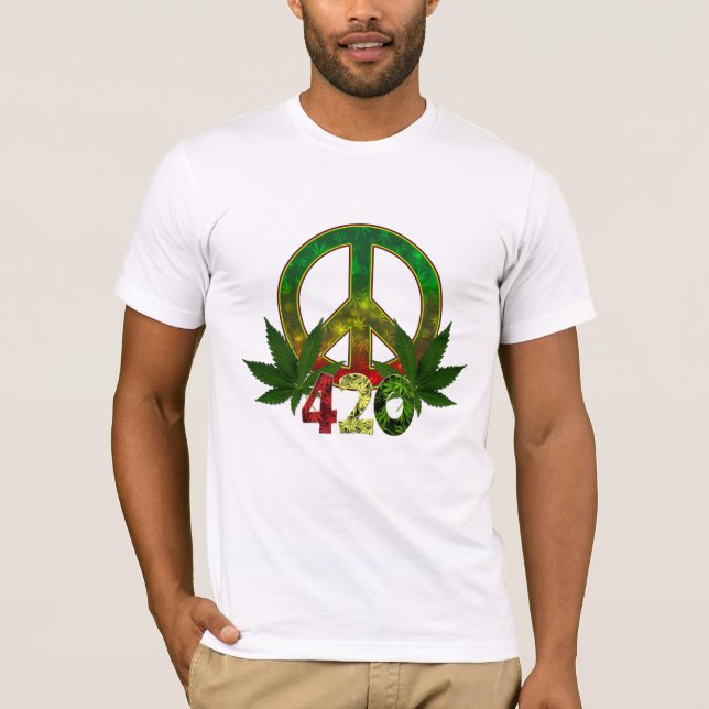 T-shirt 4 20 Rasta Paix Herbe (Devant)