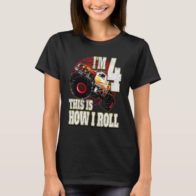 T-shirt 4 Anniversaire Amours Monster Camion (Devant)