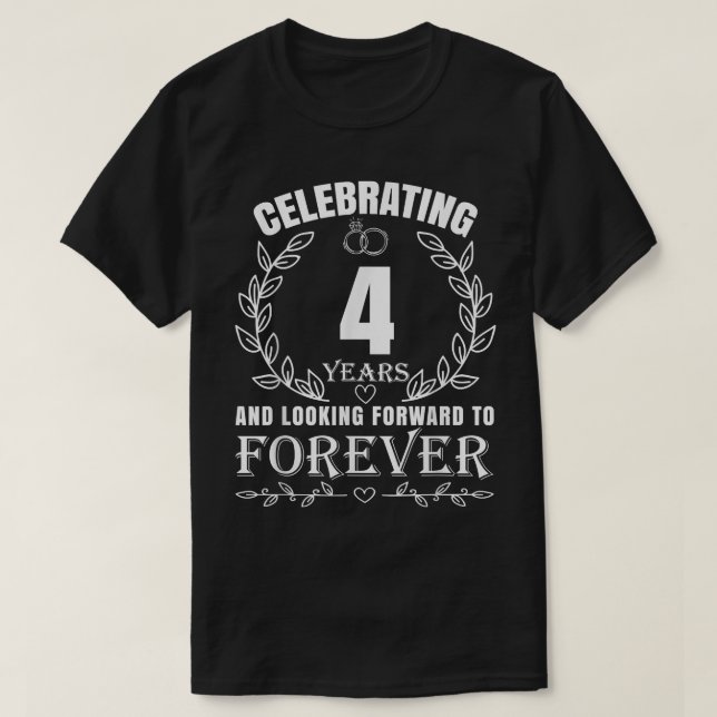 T-shirt 4° anniversaire du Mariage mignon pour les couples (Design devant)