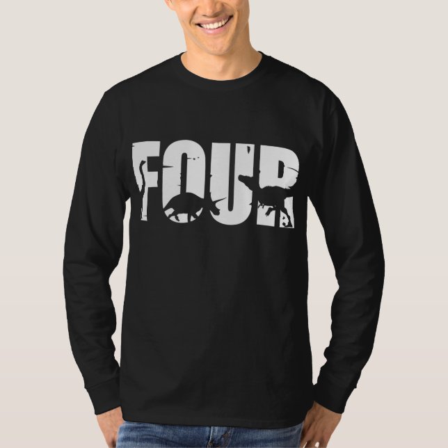 T-shirt 4 Anniversaire Garçon Dinosaur T Rex Cadeau 4e B (Devant)