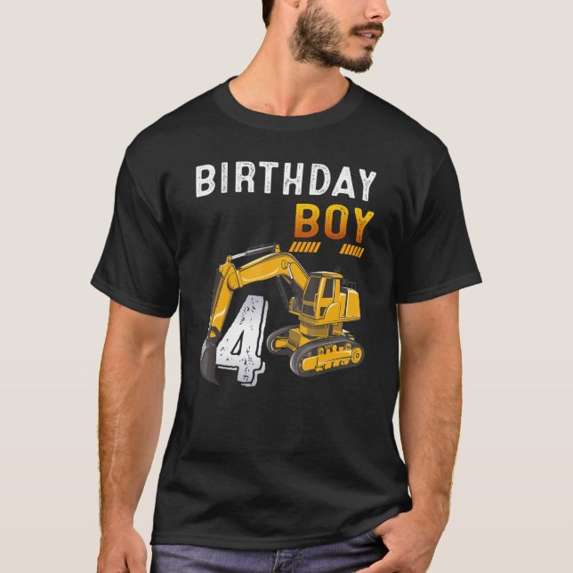 T-shirt 4 Ans 4e anniversaire de construction Véhicule Exc (Devant)