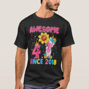 T-shirt 4 Ans 4E Anniversaire Unicorn Cadeaux Awesen Péché