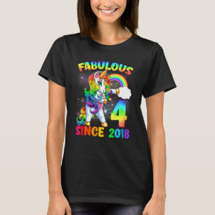 T-shirt 4 Ans 4e Anniversaire Unicorn Girl Fabulous Sin
