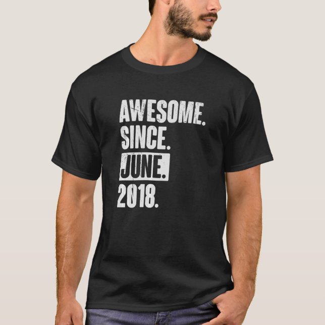 T-shirt 4 Ans 4ème anniversaire Awesome depuis Juin 2018 (Devant)