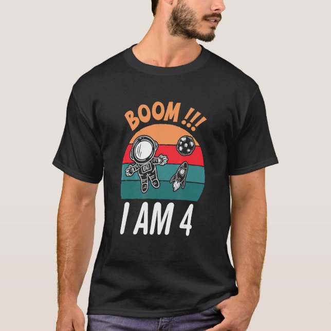 T-shirt 4 ans Anniversaire Garçon astronaute espace 4e nai (Devant)