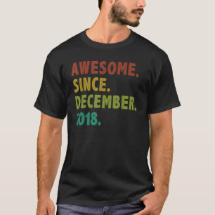 T-shirt 4 Ans Awesome Depuis Décembre 2018 4e anniversaire