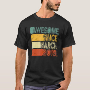 T-shirt 4 Ans Awesome depuis mars 2019 4e anniversaire