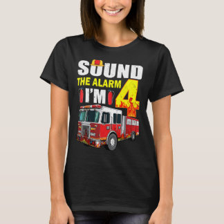 T-shirt 4 Ans C'est mon 4e anniversaire garçon Feu camion