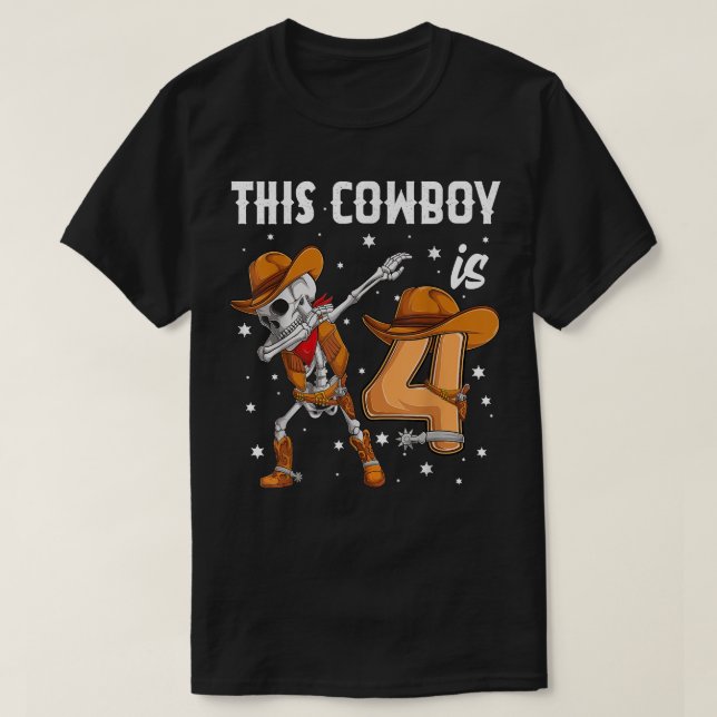 T-shirt 4 ans Cowboy Western Dabbing Skeleton 4e bir (Design devant)