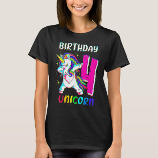 T-shirt 4 ans fille Dabbing Unicorn 4e anniversaire Unic