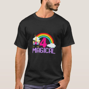 T-shirt 4 Ans Fille Magique Unicorne 4E Anniversaire