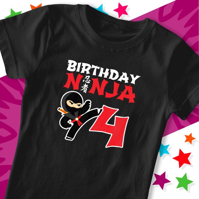 T-Shirt 4 Ans Karate Ninja Party Enfants 4e anniversaire (Créateur téléchargé)