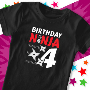 T-Shirt 4 Ans Ninja Party Stars Enfants 4e anniversaire