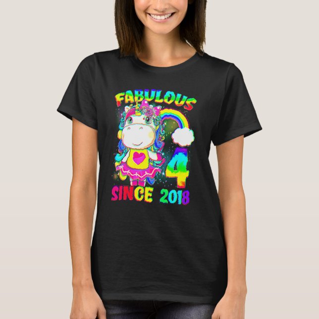 T-shirt 4 Ans Unicorn 4e Anniversaire Unicorn Girl Sinc (Devant)