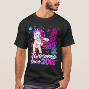 T-shirt 4 Ans Unicorne Flossant 4E Anniversaire Girl Uni