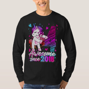 T-shirt 4 Ans Unicorne Flossant 4e Anniversaire Girl Uni