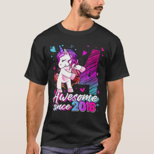 T-shirt 4 Ans Unicorne Flossant 4E Anniversaire Girl Uni