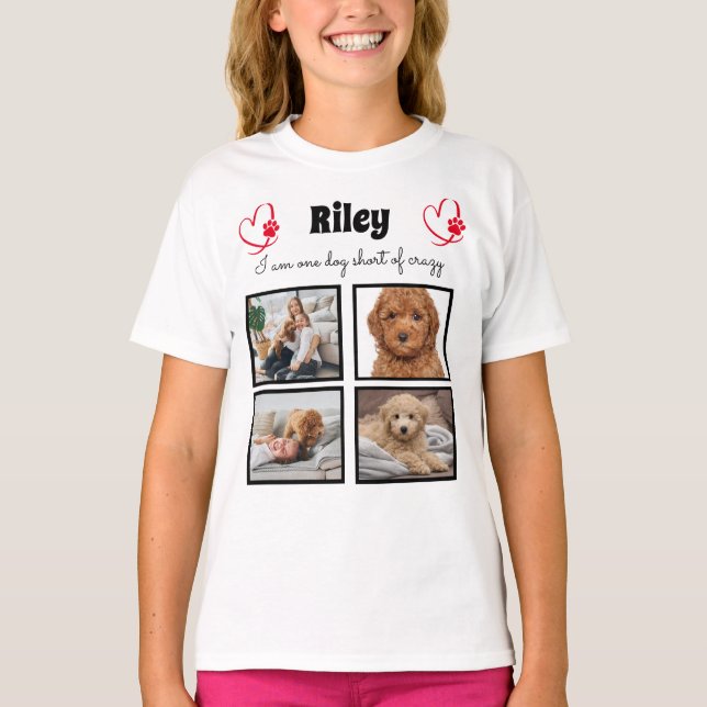 T-shirt 4 chien photo collage moderne pour filles (Devant)