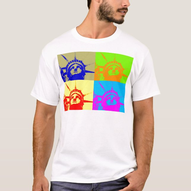 T-shirt 4 Couleur Pop Art Lady Liberty (Devant)