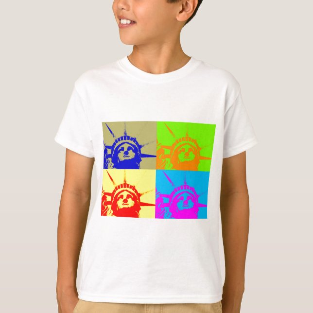 T-shirt 4 Couleur Pop Art Lady Liberty (Devant)