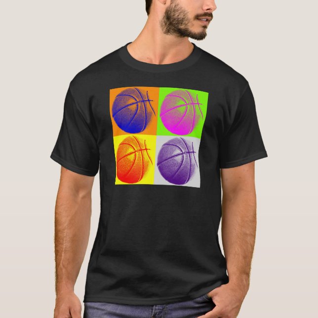 T-shirt 4 couleurs Pop Art Basketball (Devant)