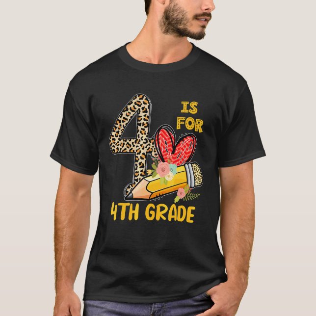 T-shirt 4 est pour léopard d'appréciation de 4e année Reto (Devant)