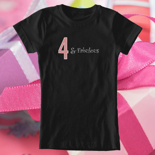 T-Shirt 4 et fabuleux 4e anniversaire rose blanc noir