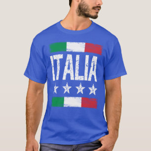 T-shirt 4 étoiles Italia avec drapeau italien rétro en dét