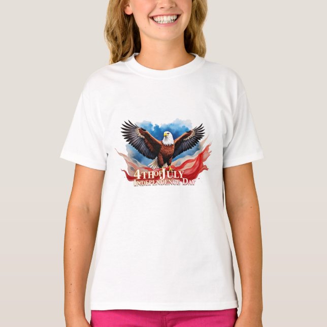 T-shirt 4 juillet Aigle - Art Patriotique (Devant)