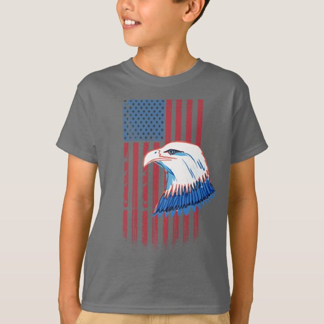 T-shirt 4 juillet Aigle et drapeau (Devant)
