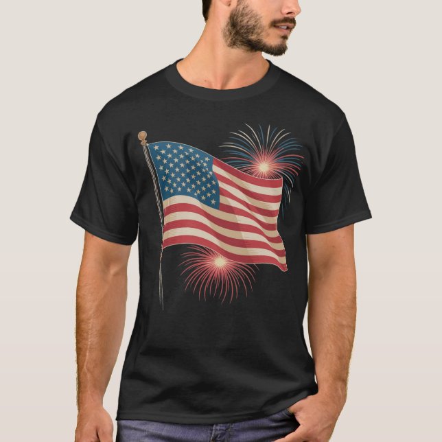 T-shirt 4 juillet Aigle patriotique audacieux (Devant)