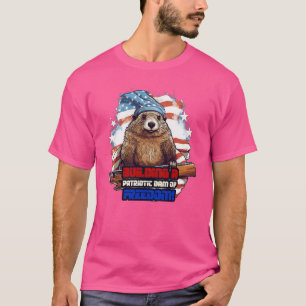 T-shirt 4 juillet Américain Beaver construit un D patrioti