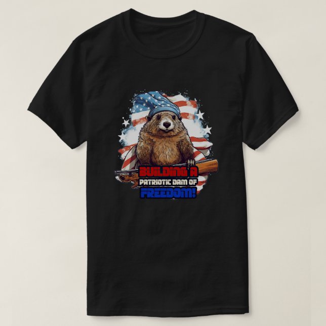 T-shirt 4 juillet Américain Beaver construit un D patrioti (Design devant)