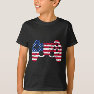 T-shirt 4 juillet Américain Drapeau Vidéo Jeu Garçons Enfa